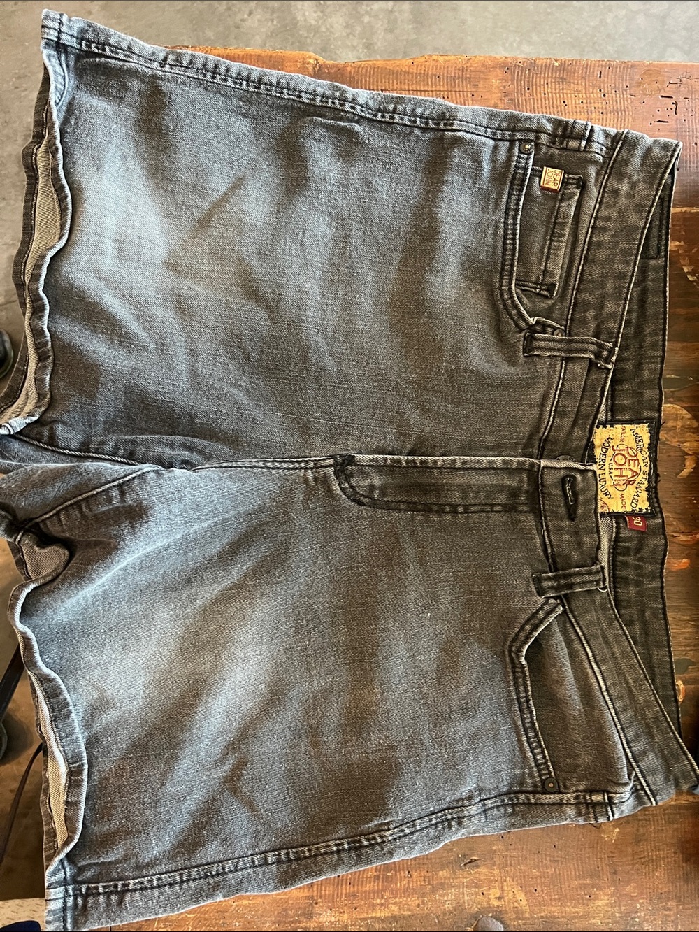 Gray denim shorts by dear John, size 8/10 waist 30 medium 6” inseam 10” rise